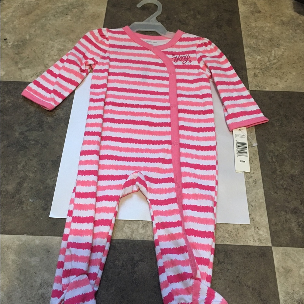 Dkny pink and white stripe onesie